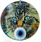 Nazar Boncuklu Füzyon Cam Kedi Duvar Süsü - 1