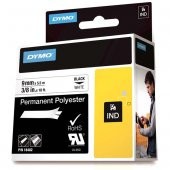 Dymo Rhinopro Sabitpolyster Şerit 9 MMx5.5 M Beyaz/Siyah 18482 - 1