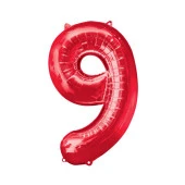 9 Rakam Kırmızı Folyo Balon 40 cm thumbnail 1