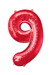 9 Rakam Kırmızı Folyo Balon 40 cm thumbnail 2