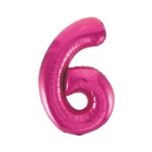 6 Rakam Pembe Folyo Balon 40 cm thumbnail 1