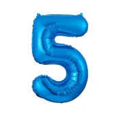 5 Rakam Mavi Folyo Balon 40 cm - 1