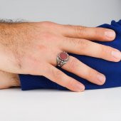 Kırmızı Akik Taşlı 925 Ayar Gümüş Yüzük thumbnail 2