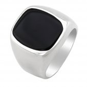 Siyah Oniks Taşlı Parlak 925 Ayar Gümüş Yüzük thumbnail 3