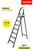 ERTEKPA Leo Siyah Merdiven 6+1 Metal Basamaklı - 1