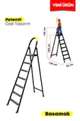 ERTEKPA Leo Siyah Merdiven 6+1 Metal Basamaklı - 3