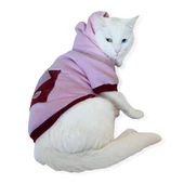 Pink Burgundy Bee Kapşonlu Sweatshirt  Kedi Kıyafeti - 2