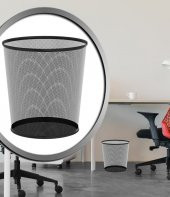 Home Ofis Tipi Delikli-Fileli Siyah Masa Altı Çöp Kovası - 1