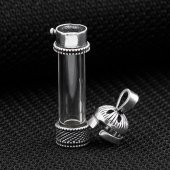 Açılabilir Cam Tüp Tasarımlı 925 Ayar Gümüş Cevşen Dua Kabı thumbnail 1