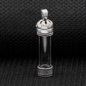 Açılabilir Cam Tüp Tasarımlı 925 Ayar Gümüş Cevşen Dua Kabı thumbnail 3