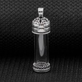 Açılabilir Cam Tüp Tasarımlı 925 Ayar Gümüş Cevşen Dua Kabı thumbnail 2