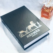 Hermes, Openable Decorative Book Box, Fashion Fake Books, Home Decor, Black & Silver - 2
