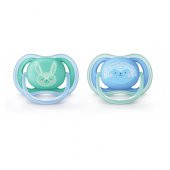 Philips Avent Renkli Ultra Air Emzik 2`li 6-18 Ay Erkek Desenli - SCF344/22 - 1
