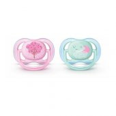 Philips Avent Renkli Ultra Air Emzik 2`li 0-6 Ay Kız Desenli - SCF343/20 - 1