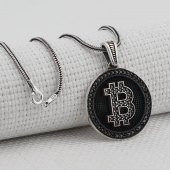 Bitcoin 925 Ayar Gümüş Kolye - 1