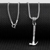 Çekiç Tasarımlı 925 Ayar Gümüş Kolye thumbnail 2