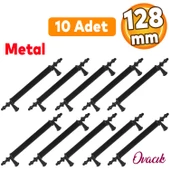 10 Adet Ovacık Mobilya Mutfak Dolap Çekmece Dolabı Kapak Metal Siyah Kulpu Kulbu Kulpları 128 Mm - 1