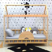 Markaawm Çatılı Montessori Yatak 90x190 Doğal Çam Çocuk Karyola - 3
