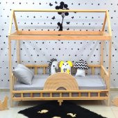 Markaawm Çatılı Montessori Yatak 90x190 Doğal Çam Çocuk Karyola - 4