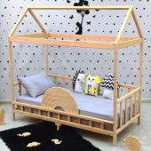 Markaawm Çatılı Montessori Yatak 90x190 Doğal Çam Çocuk Karyola - 6