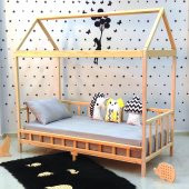 Markaawm Çatılı Montessori Yatak 90x190 Doğal Çam Çocuk Karyola - 8