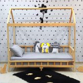 Markaawm Çatılı Montessori Yatak 90x190 Doğal Çam Çocuk Karyola - 9