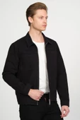 Erkek Regular Fit Fermuarlı Gabardin Spor Gömlek Ceket - 4