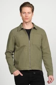 Erkek Regular Fit Fermuarlı Gabardin Spor Gömlek Ceket - 12