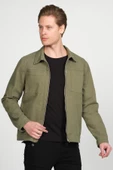 Erkek Regular Fit Fermuarlı Gabardin Spor Gömlek Ceket - 11