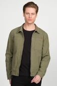 Erkek Regular Fit Fermuarlı Gabardin Spor Gömlek Ceket - 7
