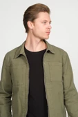 Erkek Regular Fit Fermuarlı Gabardin Spor Gömlek Ceket - 10