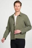 Erkek Regular Fit Düğmeli Gabardin Spor Gömlek Ceket - 7