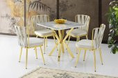 Karen High Gloss Gold Mutfak Masa 4 Sandalye Seti 80x80 - 1