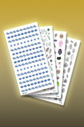 4lü Tırnak Dövmesi Seti, Tırnak Sticker Seti, Nail Art, Tattoo - 1
