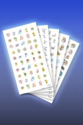 5li Tırnak Dövmesi Seti, Tırnak Sticker Seti, Nail Art, Tattoo - 1