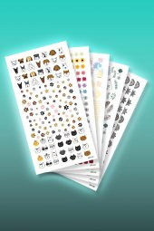 5li Tırnak Dövmesi Seti, Tırnak Sticker Seti, Nail Art, Tattoo - 1