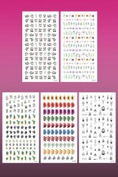 5li Tırnak Dövmesi Seti, Tırnak Sticker Seti, Nail Art, Tattoo - 2