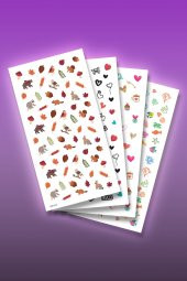 4lü Tırnak Dövmesi Seti, Tırnak Sticker Seti, Nail Art, Tattoo - 1