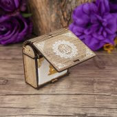 Mini Ahşap Kutu & Mini Kuran-ı Kerim Beyaz (8x7cm) - 3