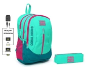 Coral High Sport Su Yeşili Sırt Çantası ve Kalemlik Seti - 1