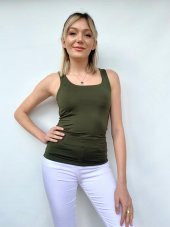 Kadın Kare Yaka Body Haki - 1