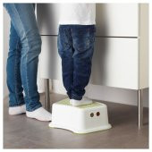 Çocuk Tabure 37x13 cm IKEA ,Tuvalet Basamağı,Oturak Yeşil-Beyaz Kaydırmaz Taban Tabure - 3