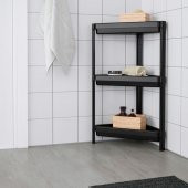Banyo Raf Ünitesi Üçgen Raf IKEA Siyah Pratik Raf Ünitesi 33x33x71 cm - 2