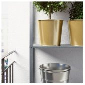 Çiçek Bitki Saksısı Gold Renk 19Cm Galvanizli Çelik Saksı - 3