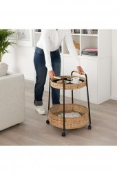 Lubban Tekerlekli Yan Sehpa Rattan-antrasit IKEA - 4