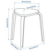 Natürel Renk Tabure 42x48x45 Cm IKEA Huş Ağacı Tabure-Sandalye Tekli - 2