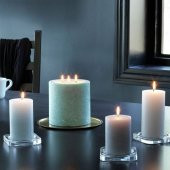 3 Parça Blok Mum Mavi-Lila Tonları 10,12,14 Cm 3 Parça Kokusuz Blok Mum thumbnail 3