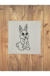 Resimli Tuval 20 X 20 Tavşan 6lı boya, fırça Boyama seti - 2