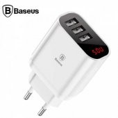 Polham BASEUS 3 USB 3.4A Hızlı Dijital Ekran Şarj Başlık 3 Girişli Samsung İphone Huawei Xiaomi Sony - 2