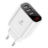 Polham BASEUS 3 USB 3.4A Hızlı Dijital Ekran Şarj Başlık 3 Girişli Samsung İphone Huawei Xiaomi Sony - 5